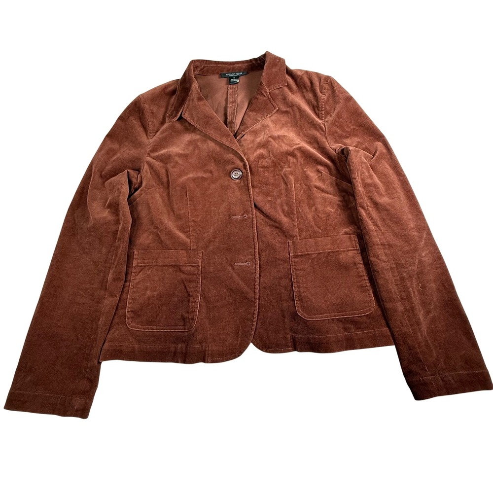 Vintage August Silk‎ Sportswear Brown Corduroy Blazer Jacket Women's Size 14